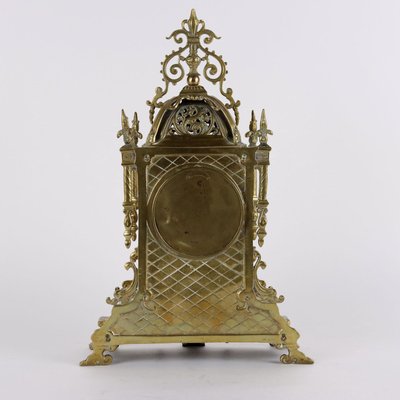 Triptych with Clock in Gilt Bronze, Set of 3-VMM-2036347