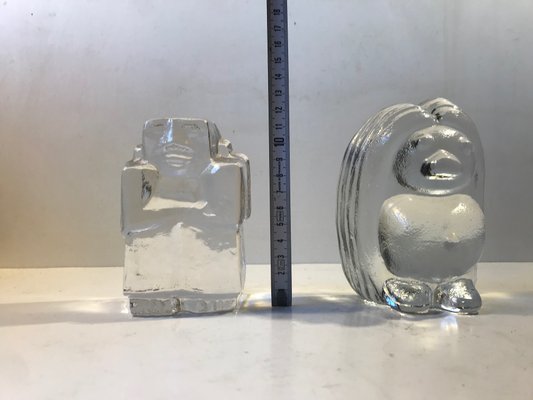 Troll Figurine Glass Bookends by Erik Höglund, Peter Johansen for Kosta Boda, 1970s, Set of 2-LCR-837509