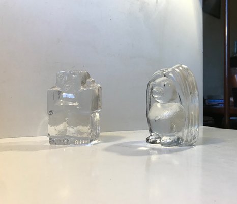 Troll Figurine Glass Bookends by Erik Höglund, Peter Johansen for Kosta Boda, 1970s, Set of 2-LCR-837509