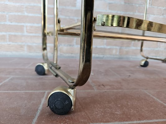 Trolley in Brass and Glass with Two Shelves, 1970s-ZUW-1799273