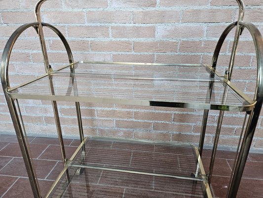 Trolley in Brass and Glass with Two Shelves, 1970s-ZUW-1799273