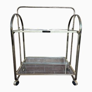 Trolley in Brass and Glass with Two Shelves, 1970s-ZUW-1799273