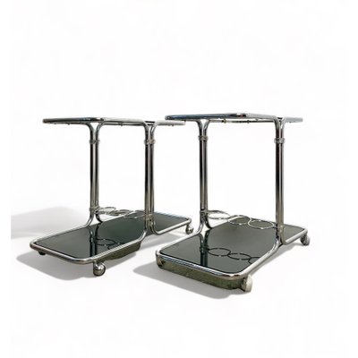 Trolley in Chrome and Glass, Czech, 1970s, Set of 2-DZY-1773173