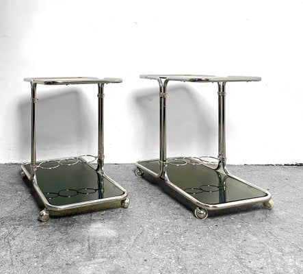 Trolley in Chrome and Glass, Czech, 1970s, Set of 2-DZY-1773173