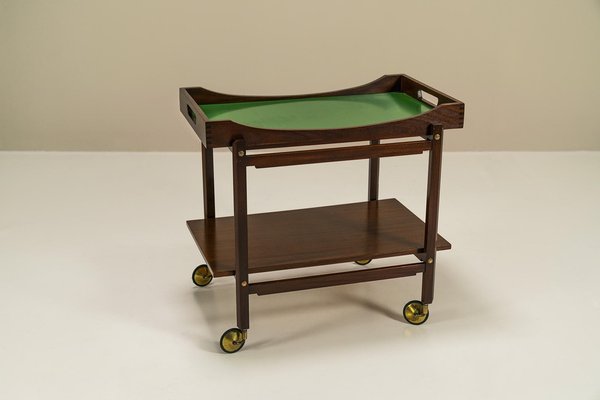 Trolley in Wood Finished with Mahogany Veneer, Italy, 1960s-UQV-1702692