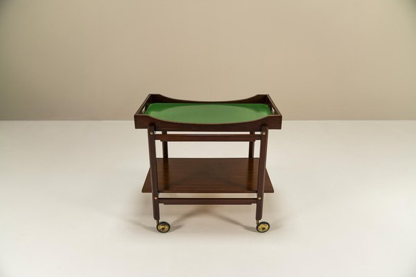 Trolley in Wood Finished with Mahogany Veneer, Italy, 1960s-UQV-1702692