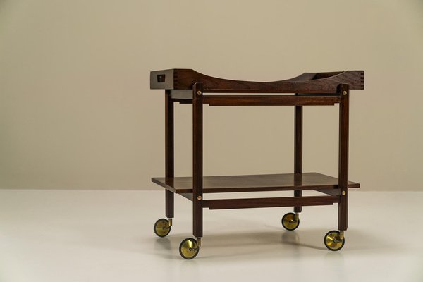 Trolley in Wood Finished with Mahogany Veneer, Italy, 1960s-UQV-1702692