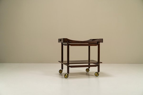 Trolley in Wood Finished with Mahogany Veneer, Italy, 1960s-UQV-1702692