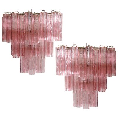 Tronchi Chandeliers with 48 Pink Murano Glass, 1990, Set of 2-OVO-1235196