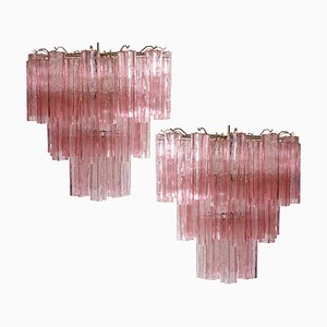 Tronchi Chandeliers with 48 Pink Murano Glass, 1990, Set of 2-OVO-1235196