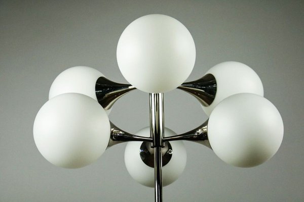 Trumpet Glass Ball Floor Lamp, 1970s-FUP-801874