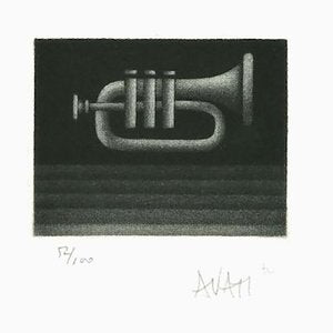 Trumpet - Original Etching on Paper by Mario Avati - 1970s 1970s-ZCI-767583