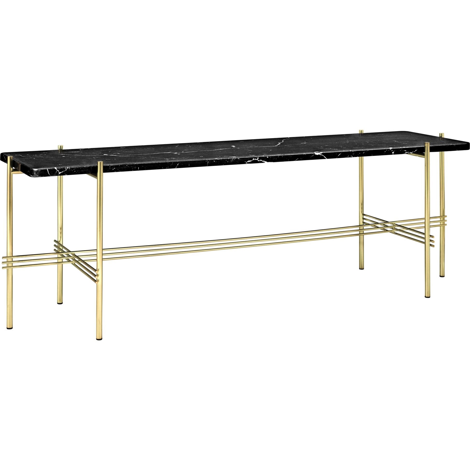 TS Console Table H40 cm w. 1 Shelf by GUBI #Brass/ Black Marquina Marble