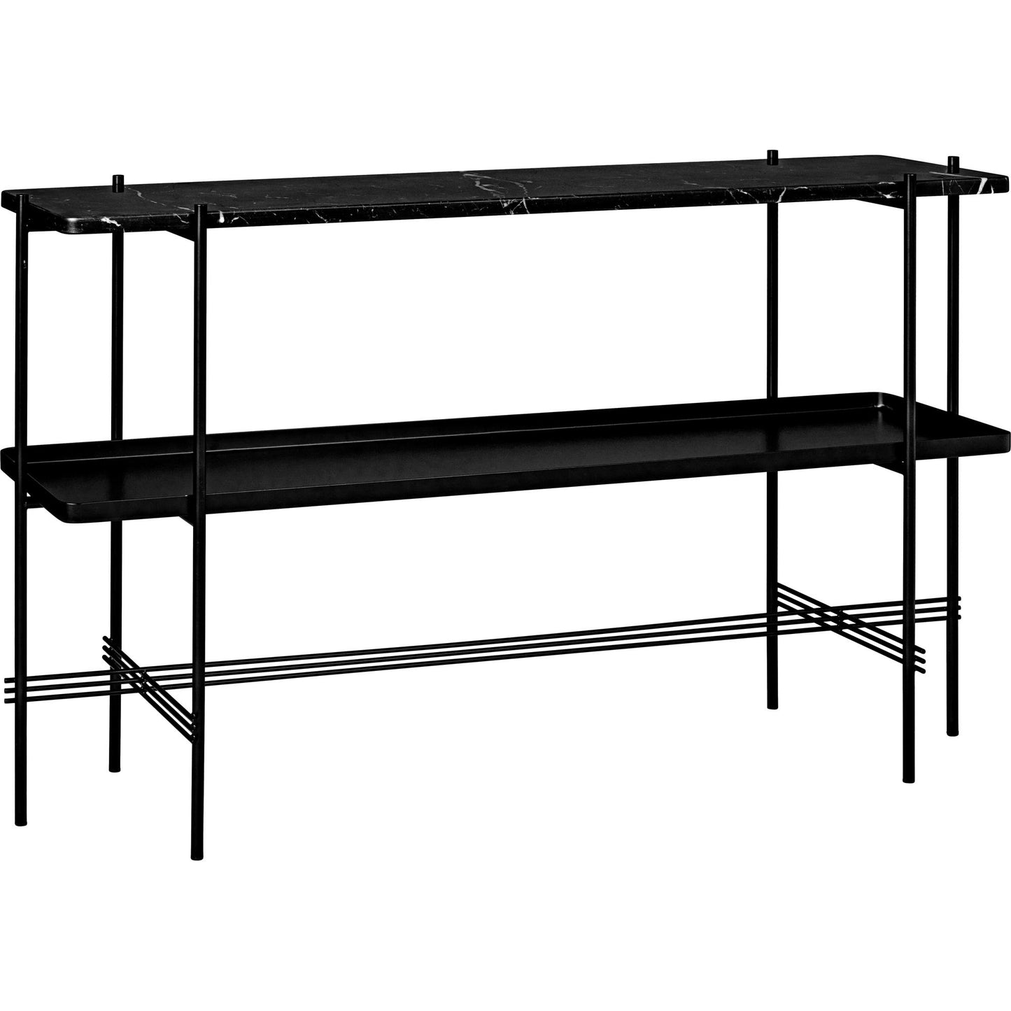 TS Console Table H72 cm with 2 Shelves and Tray by GUBI #Black/ Black Marquina Marble
