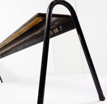 Tubax Black Wood and Metal Bench, 1950s-NYF-2019073