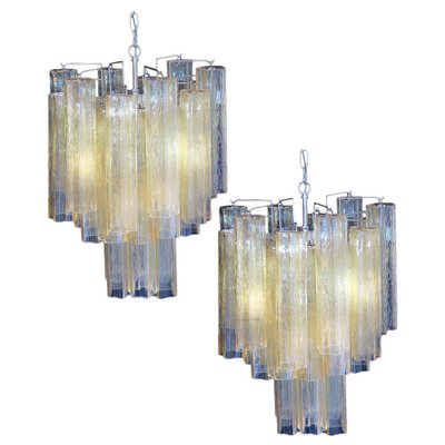 Tube Chandeliers in Gold Murano Glass, 1970s, Set of 3-OVO-1235238