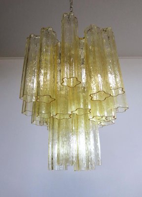 Tube Chandeliers in Gold Murano Glass, 1970s, Set of 3-OVO-1235238