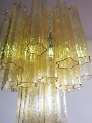 Tube Chandeliers in Gold Murano Glass, 1970s, Set of 3-OVO-1235238