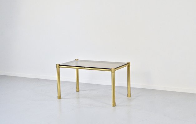 Tubular Brass & Smoked Glass Coffee Table, 1960s-DUG-1089038