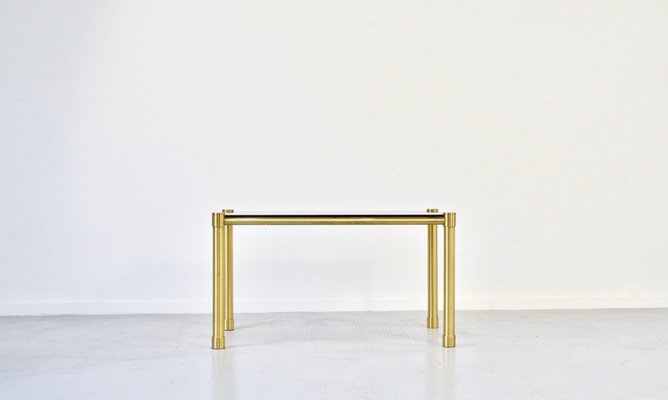 Tubular Brass & Smoked Glass Coffee Table, 1960s-DUG-1089038