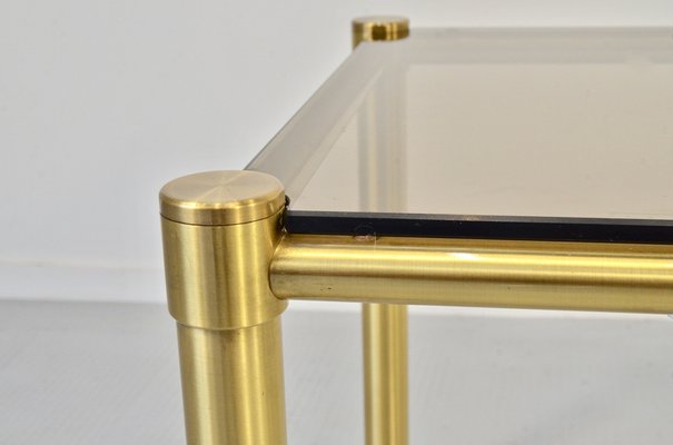 Tubular Brass & Smoked Glass Coffee Table, 1960s-DUG-1089038