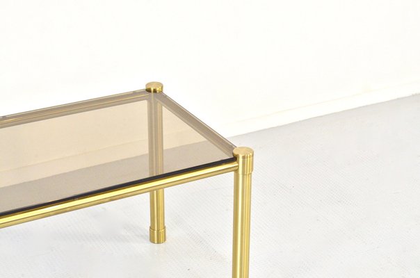 Tubular Brass & Smoked Glass Coffee Table, 1960s-DUG-1089038