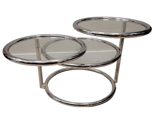 Tubular Chrome Metal Swivel Coffee Table by Milo Baughman-NUC-1195728