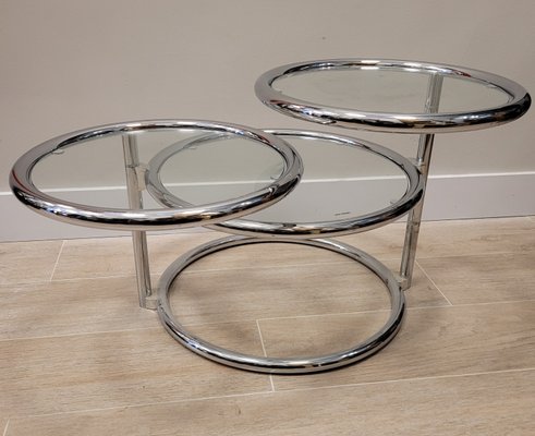 Tubular Chrome Metal Swivel Coffee Table by Milo Baughman-NUC-1195728