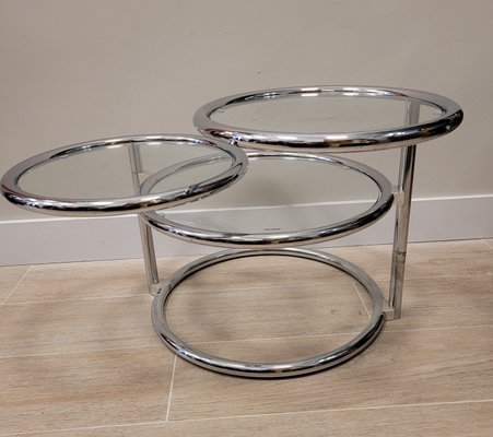 Tubular Chrome Metal Swivel Coffee Table by Milo Baughman-NUC-1195728