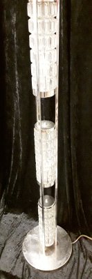 Tubular Chrome-Plated Steel Floor Lamp with 3 Relief Glass Shades & White Cameo Glass Tulip Shade, 1970s-HOI-850421