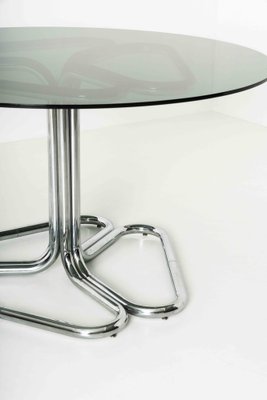 Tubular Dining Room Table in Chrome and Smoked Glass by Giotto Stoppino, Italy, 1970s-UQV-1331938