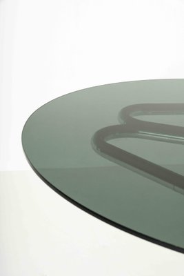 Tubular Dining Room Table in Chrome and Smoked Glass by Giotto Stoppino, Italy, 1970s-UQV-1331938