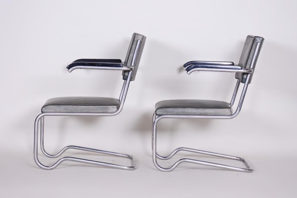 Tubular & Leather Armchairs by Ladislav Žák for Hynek Gottwald, 1930s, Set of 2-WHY-588794