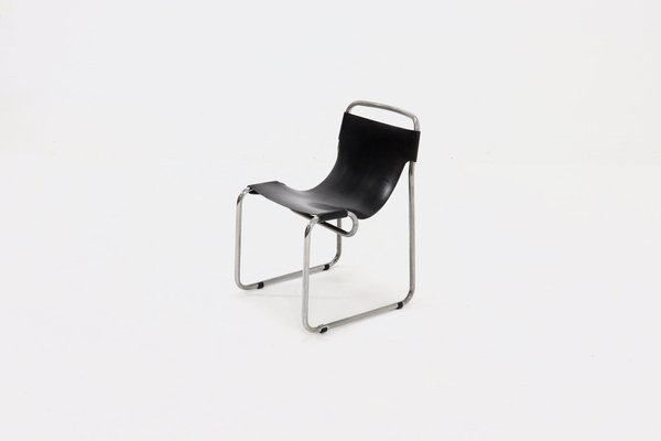 Tubular Side Chair in Saddle Leather and Nickel, 1950s-VV-1453558