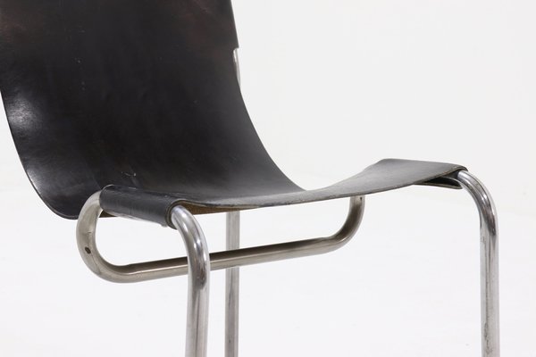 Tubular Side Chair in Saddle Leather and Nickel, 1950s-VV-1453558