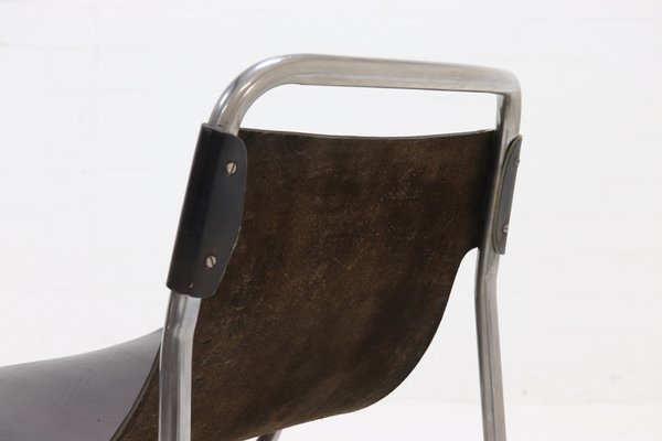 Tubular Side Chair in Saddle Leather and Nickel, 1950s-VV-1453558