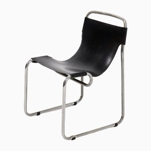 Tubular Side Chair in Saddle Leather and Nickel, 1950s-VV-1453558