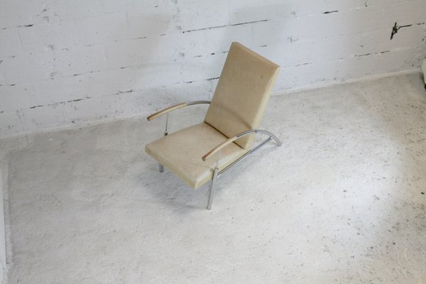 Tubular Steel and Leather Cream Armchair, France, 1970s-MAO-833636