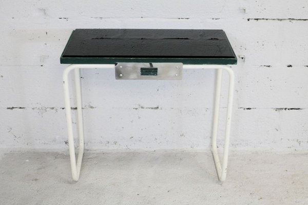 Tubular Steel Console Table with Black Glass Plate, 1950s-MAO-835136