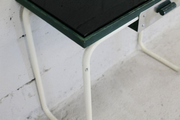 Tubular Steel Console Table with Black Glass Plate, 1950s-MAO-835136