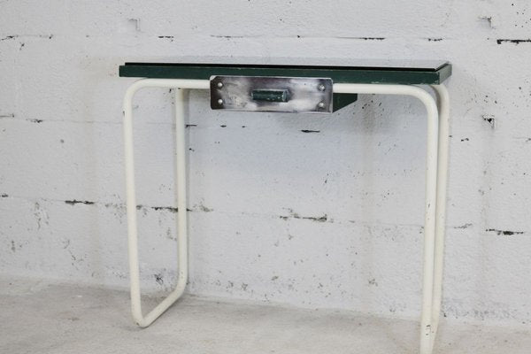 Tubular Steel Console Table with Black Glass Plate, 1950s-MAO-835136