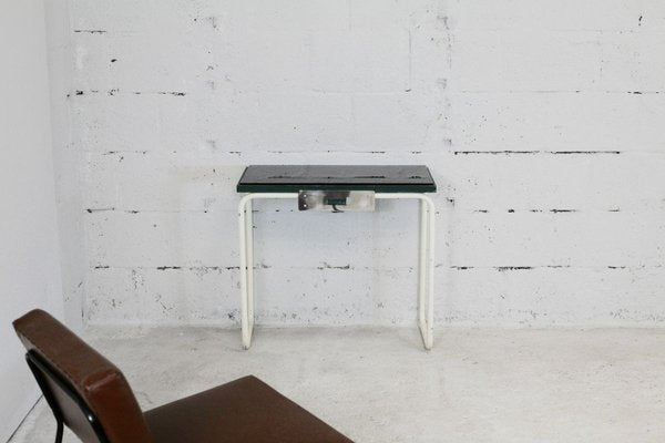 Tubular Steel Console Table with Black Glass Plate, 1950s-MAO-835136