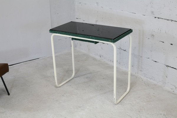 Tubular Steel Console Table with Black Glass Plate, 1950s-MAO-835136