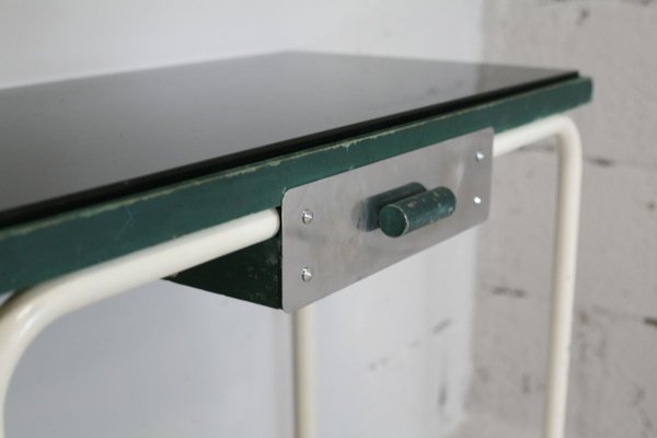 Tubular Steel Console Table with Black Glass Plate, 1950s-MAO-835136