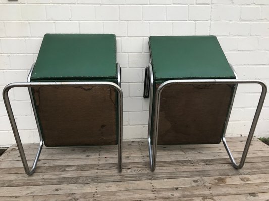 Tubular Steel Lounge Chairs and Stools from Drabert, 1940s, Set of 4-EXJ-552262