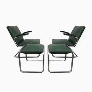 Tubular Steel Lounge Chairs and Stools from Drabert, 1940s, Set of 4-EXJ-552262