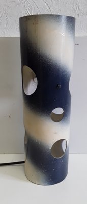 Tubular Table Lamp in Blue & Cream Painted Plastic, 1970s-HOI-1089833