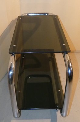 Tubular Trolley in Chromed Steel and Smoked Glass, Italy, 1970s-ERB-1076254