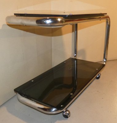 Tubular Trolley in Chromed Steel and Smoked Glass, Italy, 1970s-ERB-1076254