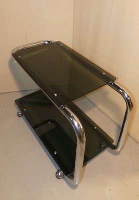 Tubular Trolley in Chromed Steel and Smoked Glass, Italy, 1970s-ERB-1076254